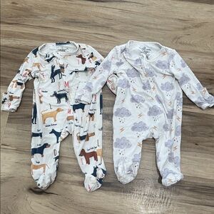 Caden Lane newborn Footed Pajamas with Dog and Cloud/Storm Prints